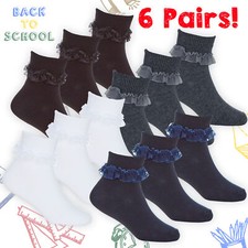 6 Pairs Girls Frilly Socks