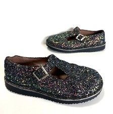 Ladies Red or Dead Black Glitter Sparkle T-Bar Shoes Size UK 5 (eur 38) Great
