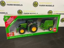 SIKU 3838 1:32 SCALE JOHN DEERE 6175R WITH ROUND BALER AND BALES