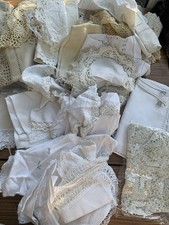 Antique? Vintage Linen Lace & Crochet Table Linens Doilies Job Lot X65 1.9kg