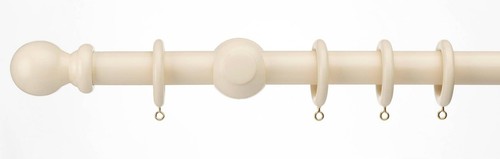 Wood curtain pole 35mm - wood, cream