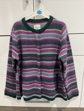 Country Rose Patterned Stripe Cardigan/jumper Size Large Great Quality