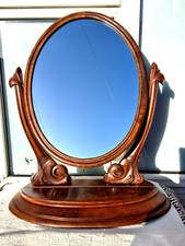 LARGE ANTIQUE VICTORIAN OVAL DRESSING TABLE CARVED WOOD SWIVEL MIRROR