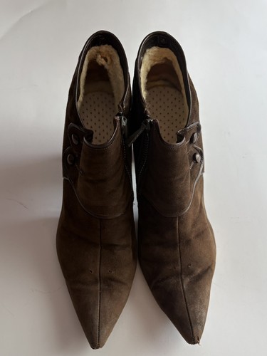 Vtg brown suede pointed toe - vtg,