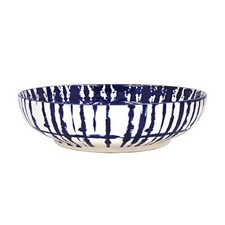 Pasta Bowl Fine China Blue Tie-Dye Decorative Bowl 22cm Deep Plate Dinnerware
