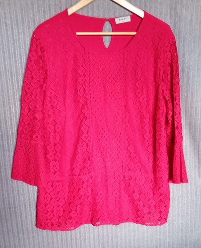 Red lace peplum top - lace, with