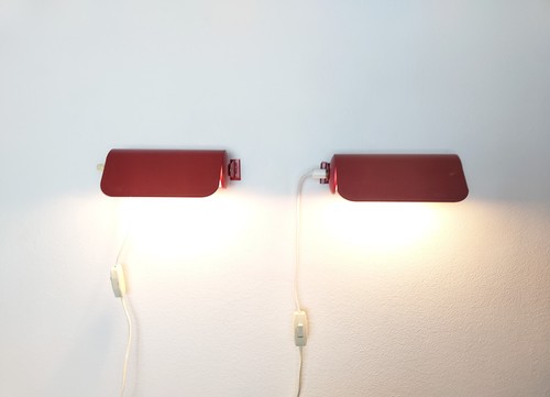 Vintage pair red bedside - of,