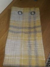 NEXT Ochre Tweedy Woven Check Eyelet 1 X SINGLE    DOOR CURTAIN 135 x 183cm Long