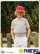 Phildar 7527 Original Children's Knitting Pattern Patterned Slipover DK