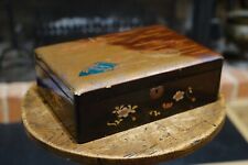 Antique Japanese Meiji-Era Maki-e Lacquer Box – Gold Gilt, Quail & Fan Design