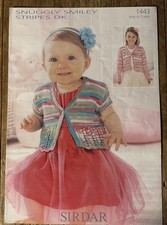 Sirdar Snuggly Smiley Stripes DK Pattern 1443 Girl’s Cardigans Size birth -7yr