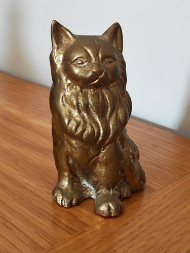 Vintage brass cat figurine - vintage,