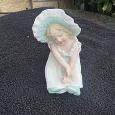  BISQUE Bonnet Girl Baby Piano Miniatures Figurines