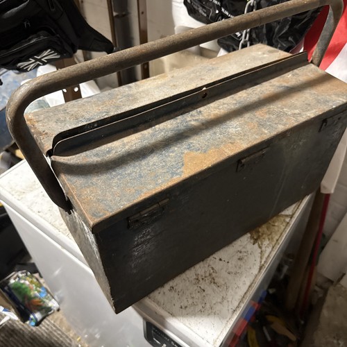 Large vintage metal tool box - vintage,