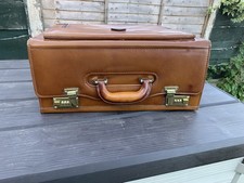 Vintage Tan Brown Leather Bag Doctors Carry Case    ET