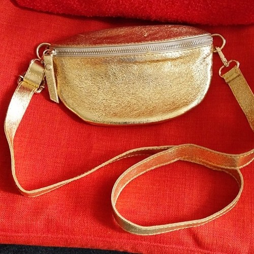 Gold genuine leather small bum - genuine,