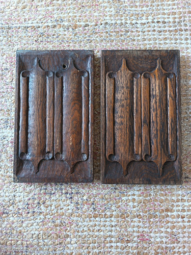 Antique carved oak linenfold - antique,