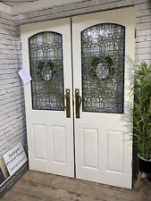 STUNNING LEADED GLASS - PERIOD VICTORIAN PAIR of DOORS - ANTIQUE RECLAIMED!