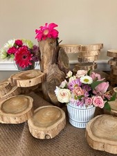 Tiered Party Wedding Stand log wood table Rounds Pedestal Cake Candle Flower