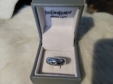Vintage YSL Yves Saint Laurent Blue stones Sterling Silver 925 Ring Size 6 L1/2