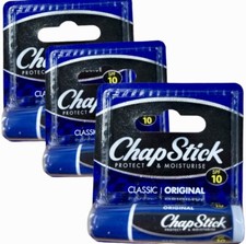 Chapstick Original Lip Balm |Pack of 3| Classic Moisturising Dry Chap Stick 