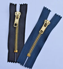 Brass Metal Closed End Jean Zips 3 inch - 12 inch Blue / White  Black / Navy Zip