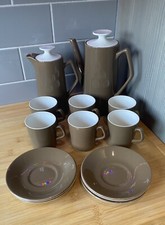 1950’s Brown /white Beswick Coffee Set. Vintage 14 Piece