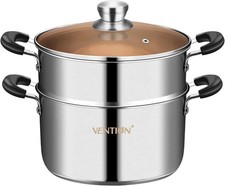 [£48] VENTION Stainless Steel Steamer & Cooking Pot Veg Couscous 24cm/4.2L