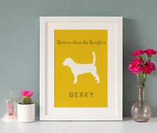 BEAGLE Personalised Dog Pet Print, 20 Colours, Wall Art Picture Gift