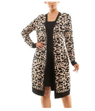 Nina Leonard dress with attached cardigan new size 2XL QVC black / tan ybx