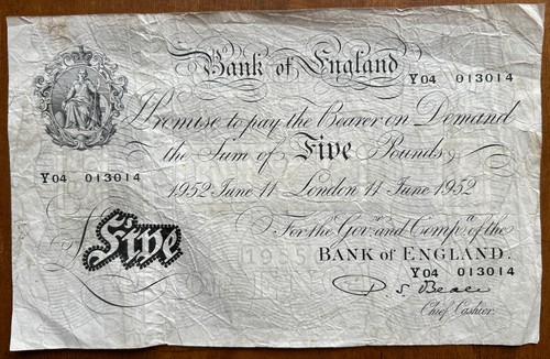Bank england white 5 five - bank, of