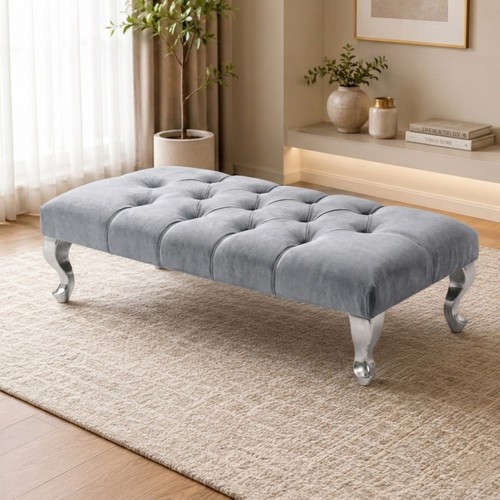 Velvet footstool ottoman bench - footstool,