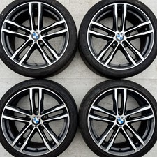 Set Genuine BMW 19" 3 4 Series Alloy Wheels F30 F31 E90 Tyres GREY Polished 704M