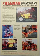 Allman Foam Trailer Sprayers Spraymaster Mk 3 Single Sheet Brochure, 019-328