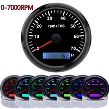 85mm Marine RPM Tachometer Gauge LCD Tacho Hour Meter 0-7000RPM for Car Boat