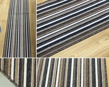 Brown Striped Hallway Runner Rug Non Slip Washable Long Carpet 57x283cmFree Post
