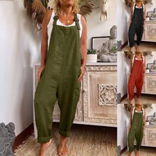 Womens Cotton Linen Jumpsuit