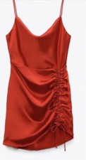 Zara Red Satin Draped Mini