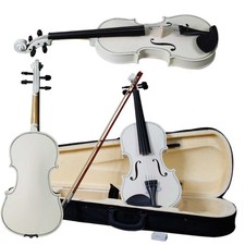 4/4 Full Size Acoustic Violin Set w/ Case +Bow +Rosin for Student Beginner White