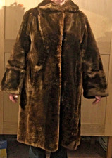 Beautiful Vintage Style Real Beaver Lamb Fur Long Coat Size 12-14