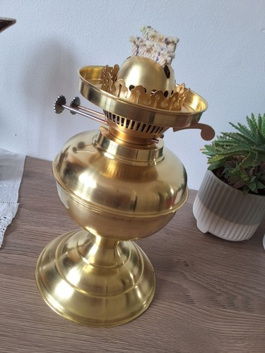 Vintage brass duplex oil lamp - vintage,