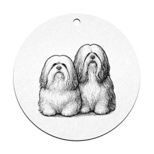 2 x 70mm 'Two Lhasa Apso Dogs' Flat Christmas Baubles (CB00134749)