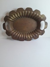 Antique Joseph Sankey & son Bilston Brass Scalloped Tray Stamped Js&s C1920