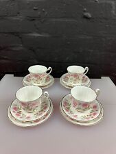 4 x Royal Adderley Devonshire Roses Tea Trios Cups Saucers and Side Plates Set