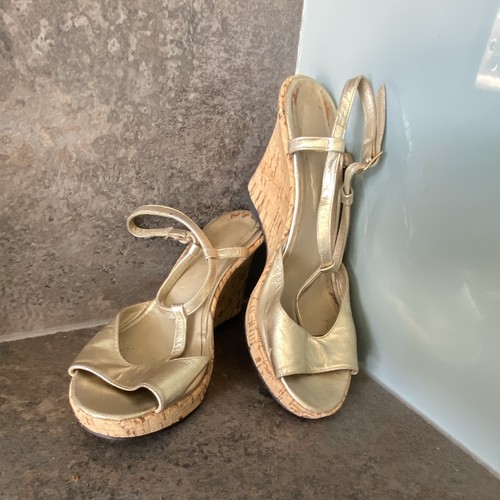 Gold low heal wedge sandals - heal,