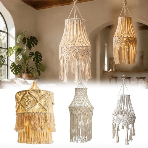Macrame light shade chandelier - shade,