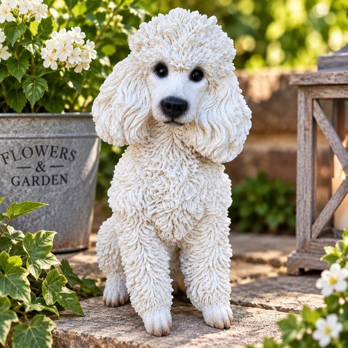 White poodle dog - white, ornament