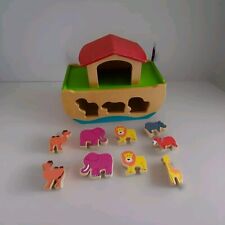 Early Learning Centre wooden Noah's ark play set /shape sorter Old Style Vintage