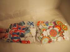 Bundle of foam stickers  - Flowers and Union Jack