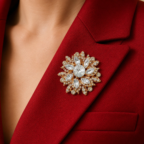 Large gold crystal flower - gold,